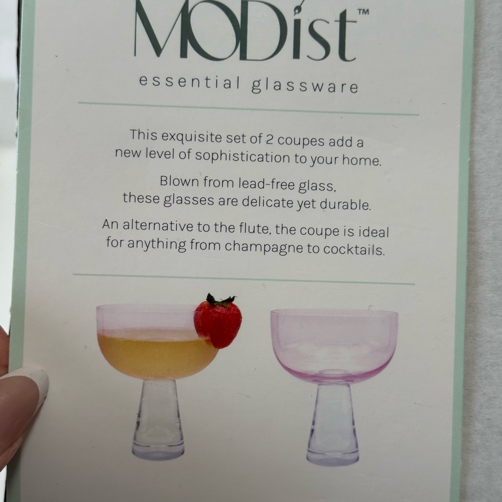 MODist essential glassware two dash tone coupe glasses 10oz. (2)